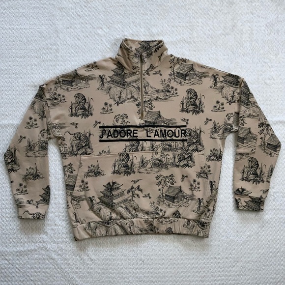 EllandEmm J'Adore L'amour Tan Half Zip Sweatshirt - Picture 1 of 11
